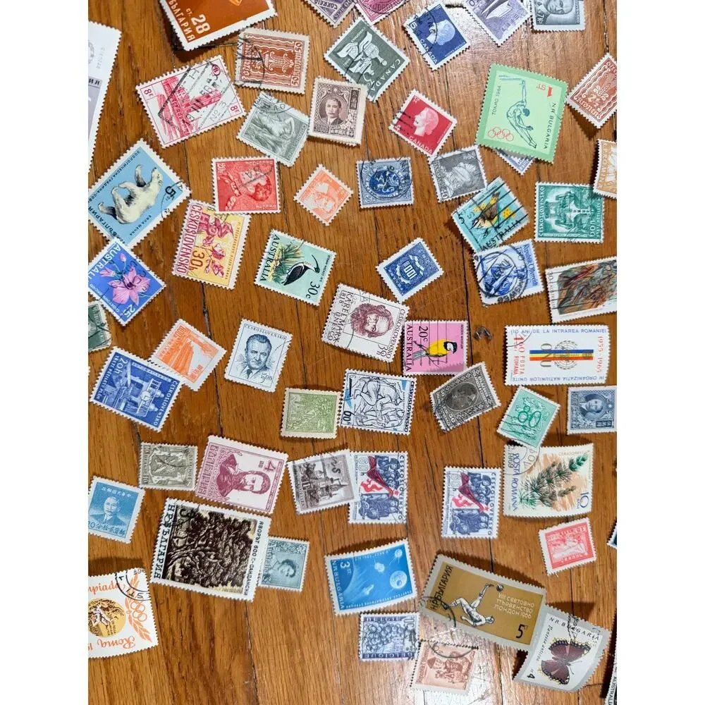 Large Vintage Worldwide Postage Stamp Lot 150+ Used International Stamps 1950s-7